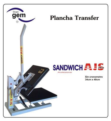 Plancha transfer Sandwich AJS 35cm x 40cm, sin Cronometro digital